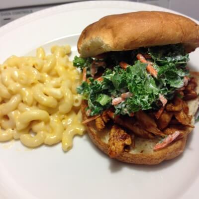 Pulled BBQ Chicken Sandwiches & Kale Slaw